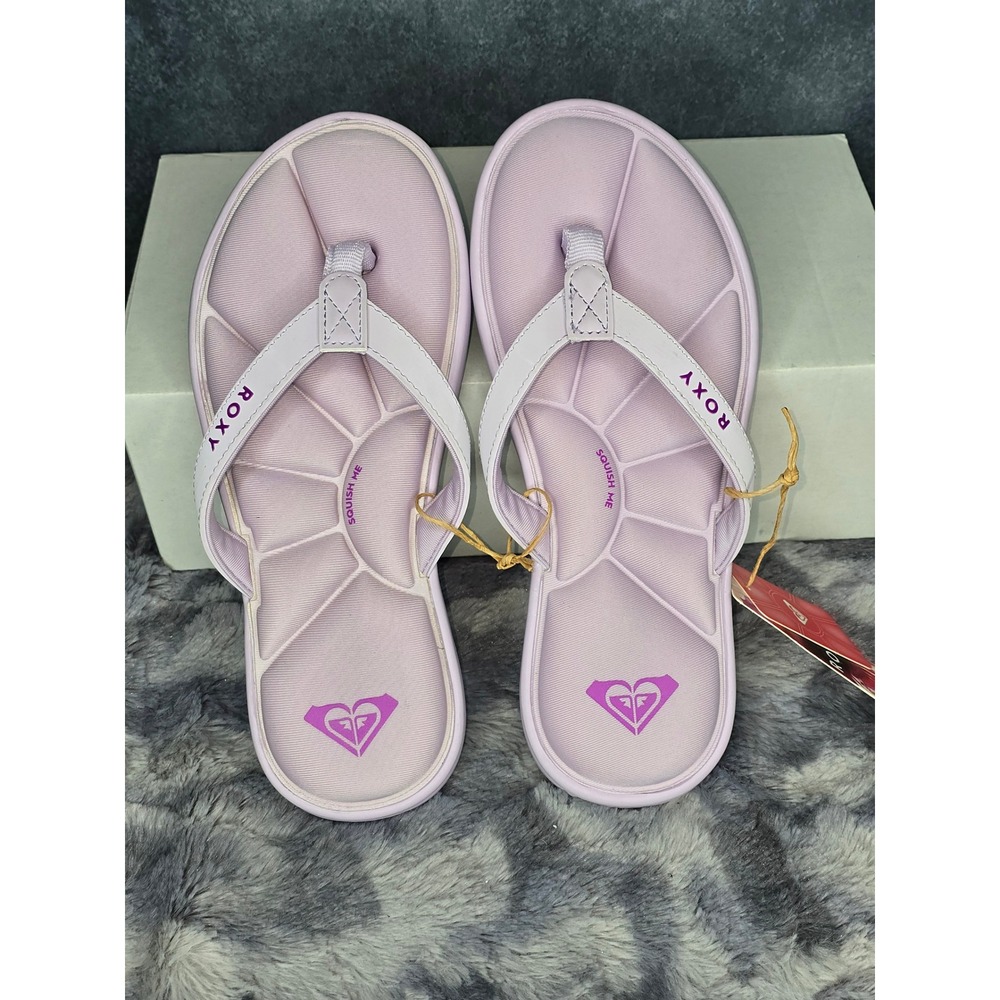 NWT Roxy Flip Flop Purple Violet Rays-500 Squishy Sandals Womens SZ 7